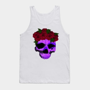 Purple Skull with a Crown of Roses Tank Top